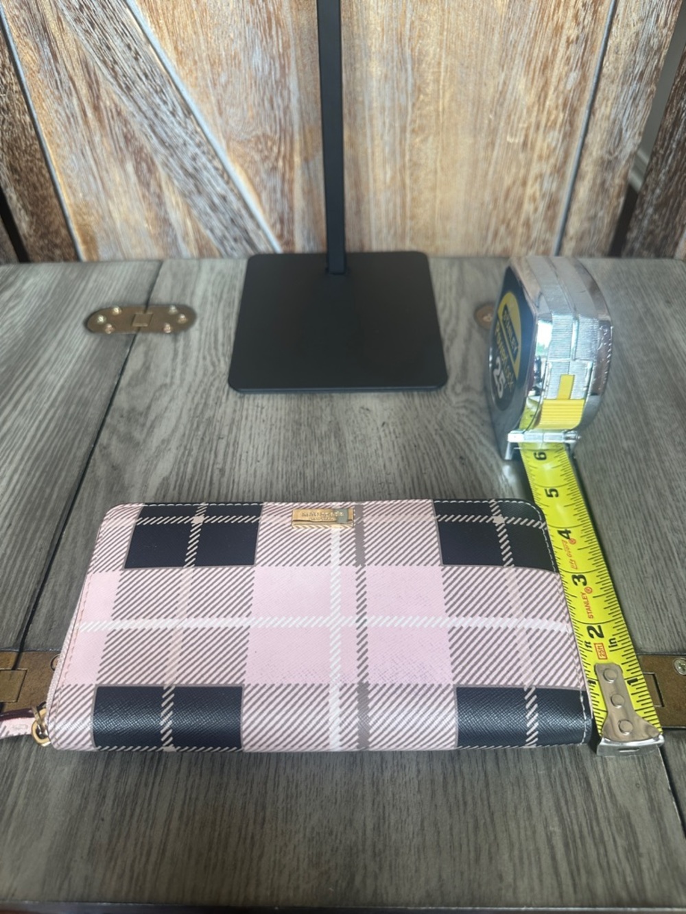 kate spade Pink and Black Plaid Zip Wallet - Picture 11 of 11